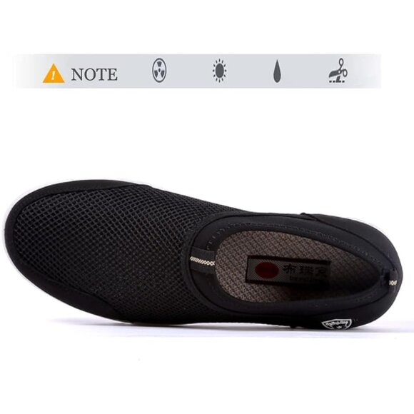 Men's Black Breathable Casual Loafers Mesh Summer Lightweight Slip-on Shoes - Picture 5 of 6